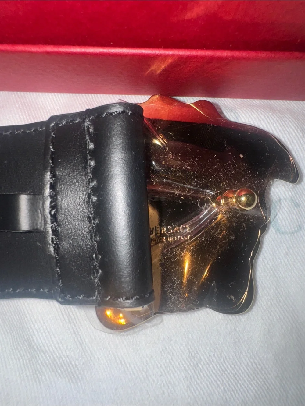 Versace Black Leather Belt with Gold Medusa Head Buckle